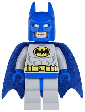 Batman - Light Bluish Gray Suit with Yellow Belt and Crest, Blue Mask and Cape