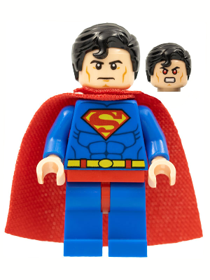 Superman - Blue Suit, Spongy Cape, Hair with Front Curl, Frown / Red Eyes