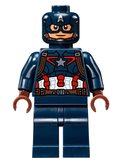 Captain America - Dark Blue Suit with Reddish Brown Belt and Harness, Reddish Brown Hands, Mask