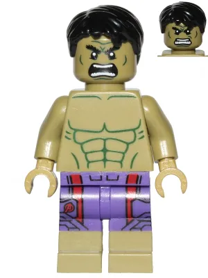 Hulk - Minifigure, Dark Purple Pants with Avengers Logo