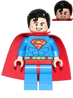 Superman - Blue Suit, Spongy Cape, Hair with Front Curl, Open Mouth / Red Eyes