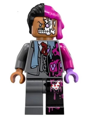 Two-Face - Dark Bluish Gray Suit, Black and Magenta Hair
