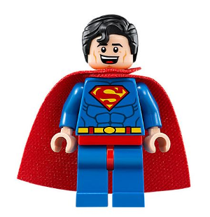 Superman - Blue Suit, Spongy Cape, Hair with Front Curl, Open Mouth Smile / Sheepish Grin