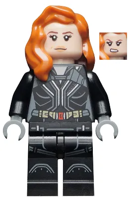 Black Widow - Black Jumpsuit, Dark Orange Mid-Length Hair, Printed Legs, Dark Bluish Gray Hands