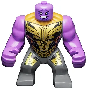 Thanos - Large Figure, Dark Bluish Gray Outfit with Gold Armor, Printed Legs, Smile