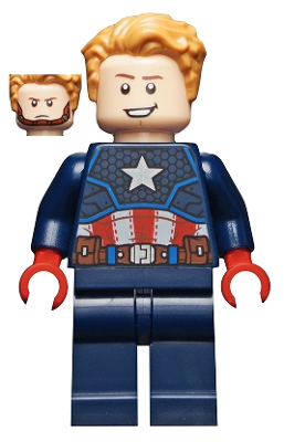 Captain America - Dark Blue Suit with Reddish Brown Belt, Red Hands, Hair