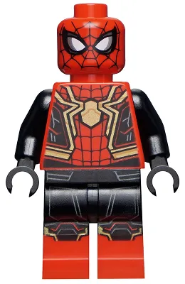 Spider-Man - Black and Red Suit, Large Gold Spider, Gold Knee Trim (Integrated Suit)