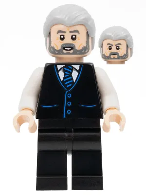 Alfred Pennyworth - Black Vest, Light Bluish Gray Hair, Dark Bluish Gray Beard