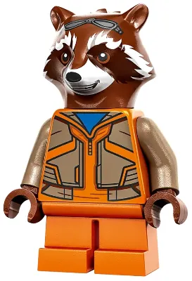 Rocket Raccoon - Orange and Dark Tan Outfit, Reddish Brown Head