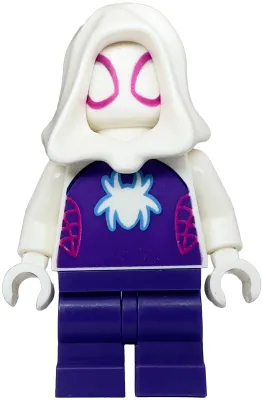 Ghost-Spider (Gwen Stacy) - Dark Purple Medium Legs, White Hood, White Spider Logo