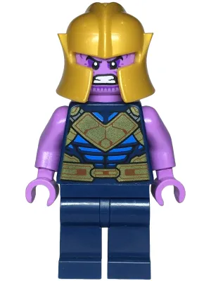 Thanos - Minifigure, Dark Blue and Gold Outfit, Medium Lavender Arms, Helmet