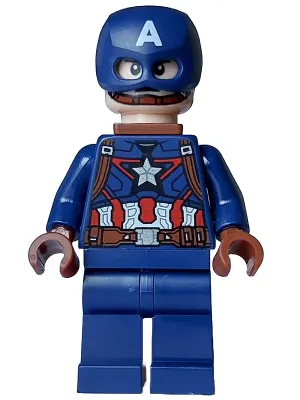 Captain America - Dark Blue Suit with Reddish Brown Belt and Harness, Reddish Brown Hands, Helmet, Neck Bracket