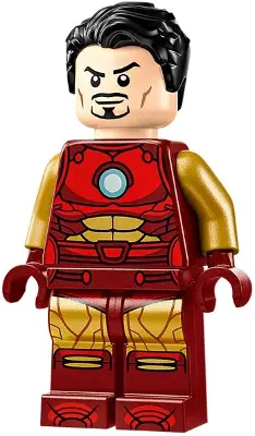 Iron Man - Dark Red and Gold Armor, Round Arc Reactor, Pearl Gold Arms, Hair