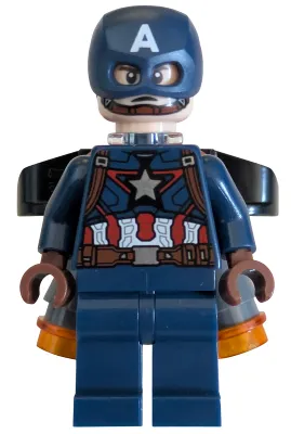 Captain America - Dark Blue Suit with Reddish Brown Belt and Harness, Reddish Brown Hands, Jet Pack