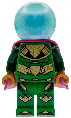 Mysterio - White Skull Head, Satin Trans-Light Blue Helmet, Rubber Cape