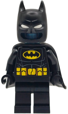 Batman Batsuit - Black with Yellow Belt with Medium Nougat Details, Cowl with White Eyes, Flexible Rubber Cape, Trans-Light Blue Head