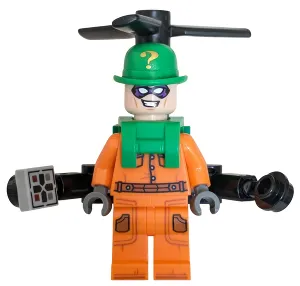 The Riddler - Orange Prison Jumpsuit, Side Pockets, Helicopter Backpack