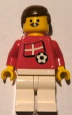 Soccer Player - Danish Player 1, Danish Flag Torso Sticker on Front, Black Number Sticker on Back (specify number in listing)