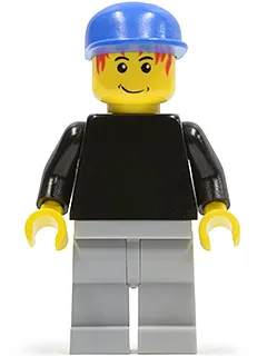 Plain Black Torso with Black Arms, Light Bluish Gray Legs, Blue Cap (Soccer Goalie)