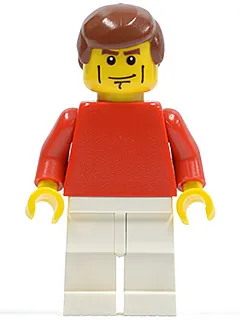 Plain Red Torso with Red Arms, White Legs, Reddish Brown Male Hair (Soccer Player)