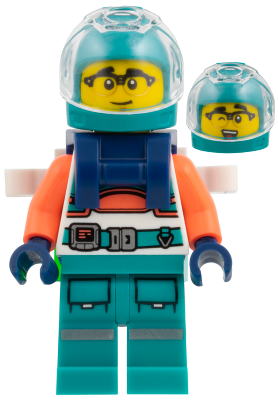 Astronaut - Dark Turquoise Helmet and Legs, Coral Arms, Dark Blue Backpack