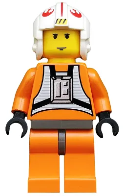 Luke Skywalker - Pilot Suit, Simple Torso and Helmet, Dark Gray Hips, Yellow Head