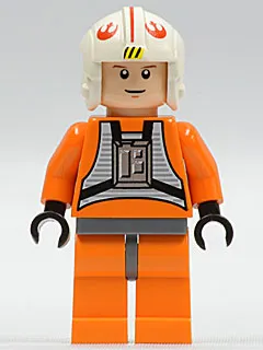 Luke Skywalker - Pilot Suit, Simple Torso and Helmet, Light Nougat Head, White Glints (2010)