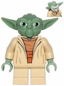 Yoda - Clone Wars, Light Bluish Gray Hair, Torso with Back Print