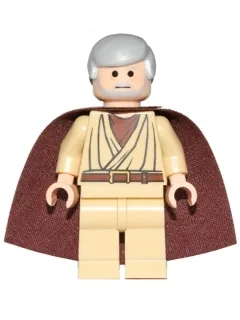Obi-Wan Kenobi - Old, Light Bluish Gray Hair and Beard, Black Eyes, Starched Fabric Cape