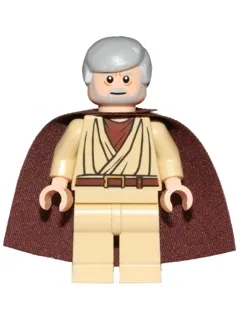 Obi-Wan Kenobi - Old, Light Bluish Gray Hair and Beard, Eyes with Glints, Starched Fabric Cape