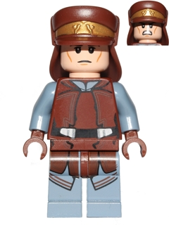 Naboo Security Officer - Reddish Brown and Sand Blue Uniform, Light Nougat Head, Hat with Neck Protector