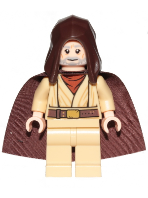 Obi-Wan Kenobi - Old, Dark Brown Hood and Starched Fabric Cape
