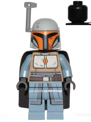 Mandalorian Tribe Warrior - Female, Black Cape, Light Bluish Gray Helmet with Antenna / Rangefinder