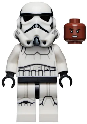 Imperial Stormtrooper - Male, Dual Molded Helmet with Light Bluish Gray Panels on Back, Reddish Brown Head, Grimace