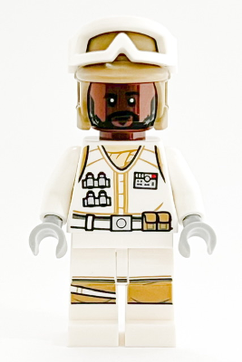 Hoth Rebel Trooper White Uniform, Dark Tan Helmet, Reddish Brown Head
