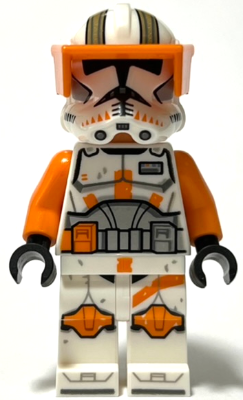 Clone Trooper Commander Cody, 212th Attack Battalion (Phase 2) - Orange Visor, Nougat Head, Helmet with Holes, Printed Legs
