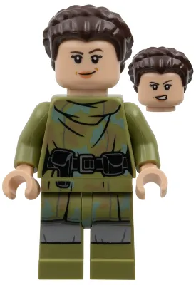 Princess Leia - Endor Outfit, Olive Green Camouflage, Braided Hair