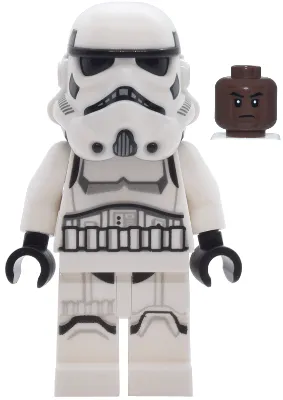 Imperial Stormtrooper - Male, Dual Molded Helmet with Light Bluish Gray Panels on Back, Shoulder Belts, Umber Head