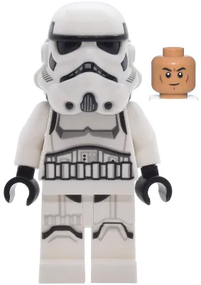 Imperial Stormtrooper - Male, Dual Molded Helmet with Light Bluish Gray Panels on Back, Shoulder Belts, Medium Nougat Head