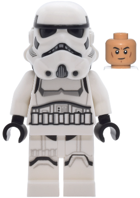 Imperial Stormtrooper - Male, Dual Molded Helmet with Light Bluish Gray Panels on Back, Shoulder Belts, Medium Nougat Head