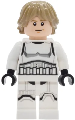 Luke Skywalker - Stormtrooper Outfit, Printed Legs, Dark Tan Hair, Smile with Crease / Frown