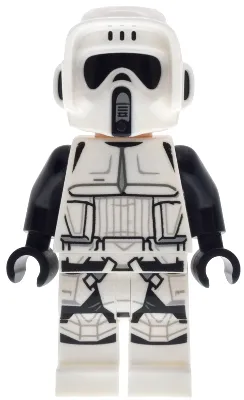 Imperial Scout Trooper - Male, Dual Molded Helmet, Belt with Small Dots on Back, Light Nougat Head, Dark Brown Eyebrows, Frown