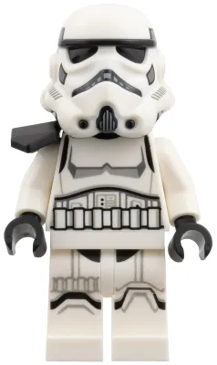Imperial Stormtrooper - Dual Molded Helmet with Light Bluish Gray Panels on Back, Black Pauldron, Shoulder Belts, Medium Nougat Head