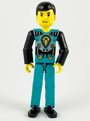 Technic Figure Dark Turquoise Legs, Dark Turquoise Torso with Yellow, Black, Silver Pattern, Black Arms (4114403)