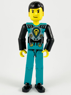 Technic Figure Dark Turquoise Legs, Dark Turquoise Torso with Yellow, Black, Silver Pattern, Black Arms (4114403)