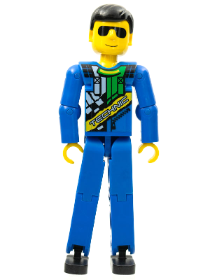 Technic Figure Blue Legs, Blue Top with Technic Logo, Black Hair and Sunglasses - Without Stickers (4140766)