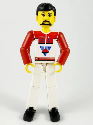 Technic Figure White Legs, White Top with Red Vest, Red Arms, Black Hair (4105222)