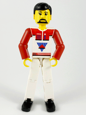 Technic Figure White Legs, White Top with Red Vest, Red Arms, Black Hair (4105222)