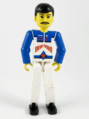 Technic Figure White Legs, White Top with Red Arrow-Type Stripes Pattern, Blue Arms (4105223)