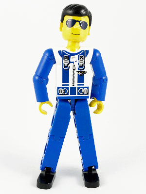 Technic Figure Blue Legs, White Top with Zipper and Blue Shoulder Harness Pattern, Blue Arms (4106382)